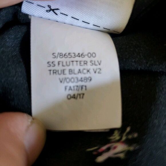 Gap Womens Top Black Pink Floral Short Flutter Sleeve Chiffon Blouse Boho Size L - Picture 15 of 16